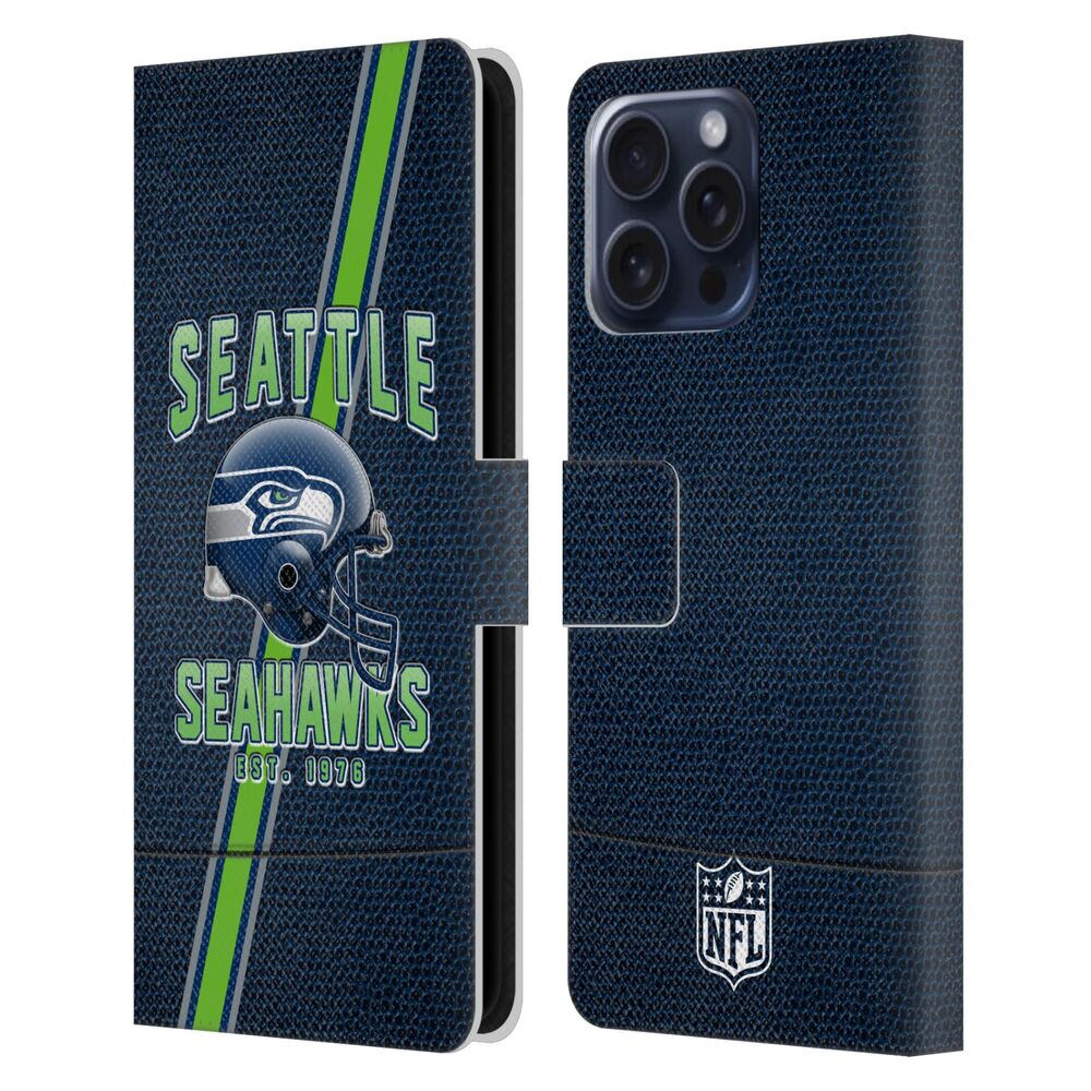 SEATTLE SEAHAWKS(NFL) シアトルシーホークス シアトルシーホークス - Football Stripes レザー手帳型 / Apple iPhoneケース 【公式 / オフィシャル】
